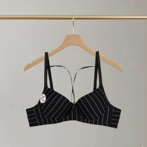 سوتین دخترانه فنردار نیم جک هارنس دار راه راه شاین دار