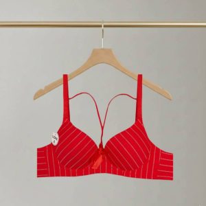 سوتین اسفنجی دخترانه فنردار نیم جک هارنس دار راه راه شاین دار