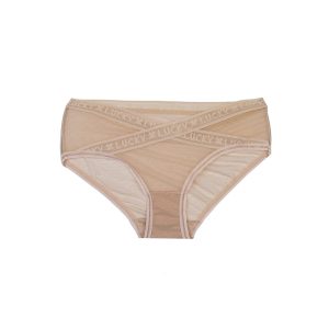 شورت اسلیپ زنانه جلو ضربدری توری طرح خال خالی- کرم