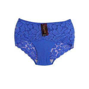 شورت اسلیپ زنانه دانتل و لیزری بغل پهن - آبی