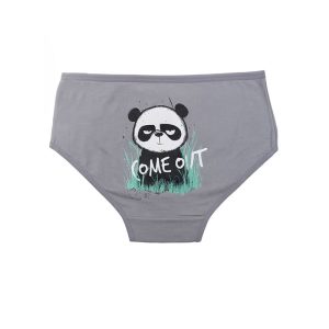 شورت اسلیپ زنانه نخی پشت چاپ طرح پاندا برند بانو -طوسی