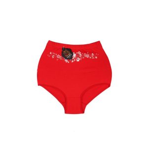 شورت اسلیپ زنانه کتان گنی طرح گل دار برند نارین قرمز
