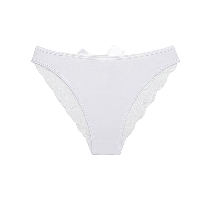 شورت زنانه توری پشت پاپیون لبه دالبری برند رونیا - سفید