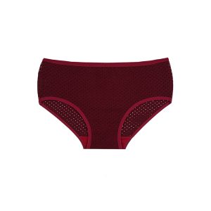 شورت زنانه اسلیپ بغل پهن سوزن دوزی برند فافا - زرشکی