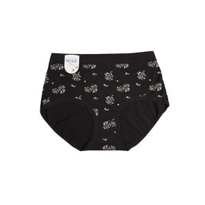 شورت زنانه اسلیپ بغل پهن چاپ گل - مشکی