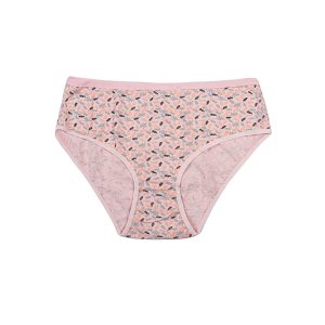 شورت زنانه اسلیپ تمام چاپ بغل پهن آنتی باکتریال طرح برگ برند پوشینه - صورتی