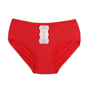 شورت زنانه اسلیپ خالدار لبه تور قرمز