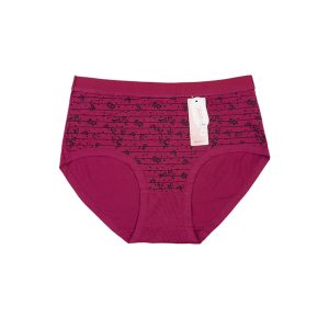 شورت زنانه اسلیپ فاق بلند چاپی راه راه و گل - ارغوانی