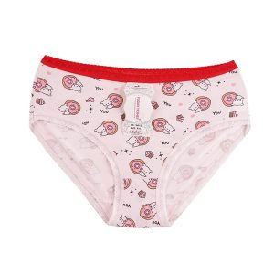 شورت زنانه اسلیپ لبه تور طرح خرس و دونات - صورتی