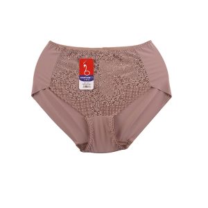 شورت زنانه اسلیپ لیزری بغل پهن جلو گیپور گلدار - نسکافه‌ای