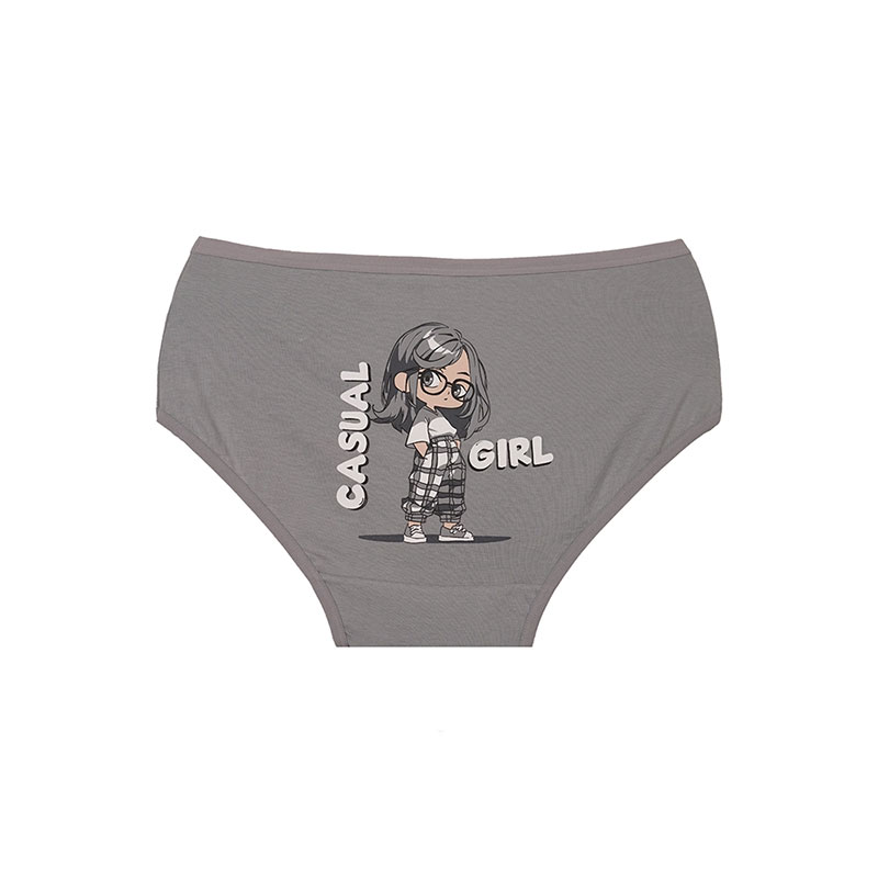 شورت زنانه اسلیپ نخی طرح Casual Girl برند بانو - طوسی