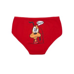 شورت زنانه اسلیپ نخی پشت چاپ طرح گوفی برند بانو - قرمز