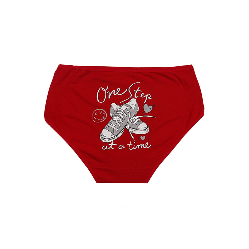 شورت زنانه اسلیپ نخی چاپی طرح کفش برند بانو - قرمز