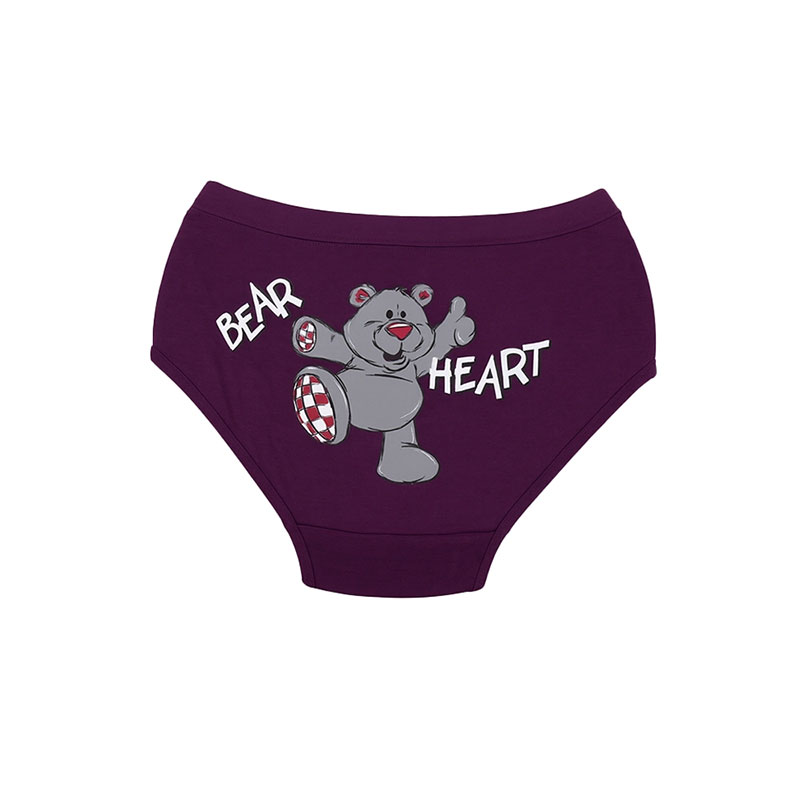 شورت زنانه اسلیپ نخی کش پهن طرح Bear Heart برند بانو - بنفش