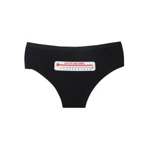 شورت زنانه اسلیپ پشت چاپ طرح دماسنج - مشکی