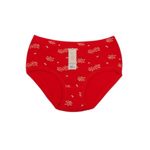 شورت زنانه اسلیپ چاپی طرح گل - قرمز