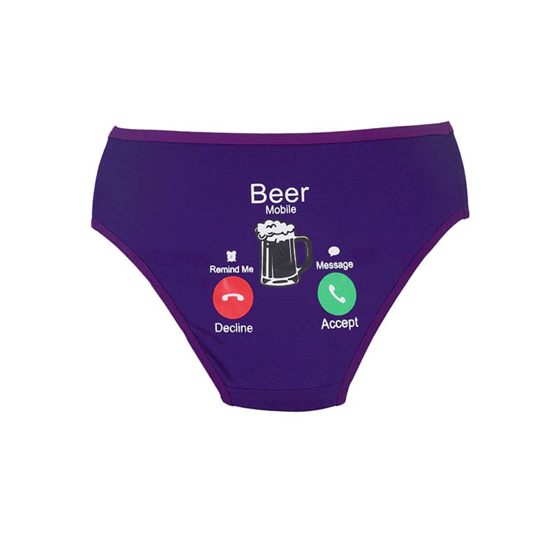 شورت زنانه نخی پشت چاپ طرح Beer Mobile برند سیتا - بنفش