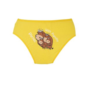 شورت زنانه نخی پشت چاپ طرح خانواده گاو برند سیتا - زرد