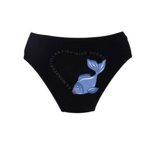 شورت زنانه نخی پشت چاپ طرح ماهی برند سیتا - مشکی