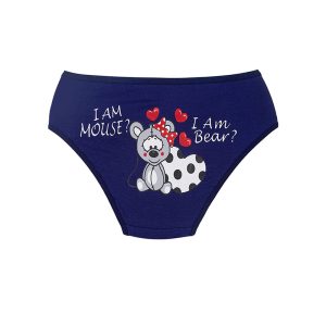 شورت زنانه نخی پشت چاپ طرح موش ملوس برند سیتا - سرمه‌ای