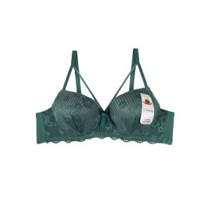 سوتین اسفنجی فنردار نیم جک هارنس دار گیپور گلدار