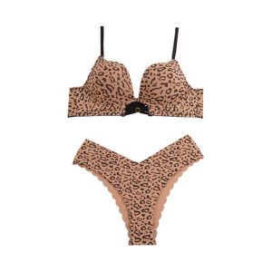 خرید ست شورت و سوتین اسفنجی فنردار پلنگی فانتزی