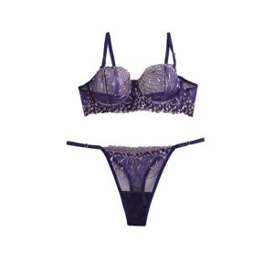 خرید ست شورت و سوتین تورگاز فنردار برند براگور رنگ سرمه ای