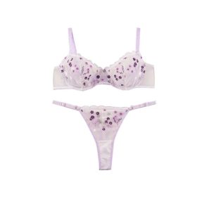 خرید ست شورت و سوتین تورگاز فنردار گل ریز برند انوشه