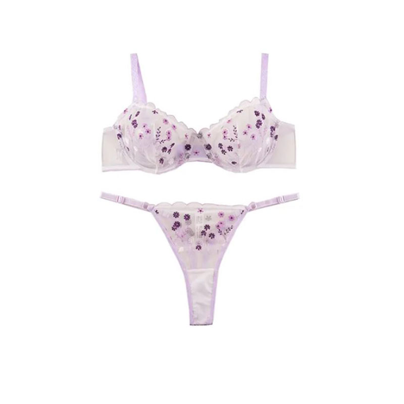 خرید ست شورت و سوتین تورگاز فنردار گل ریز برند انوشه