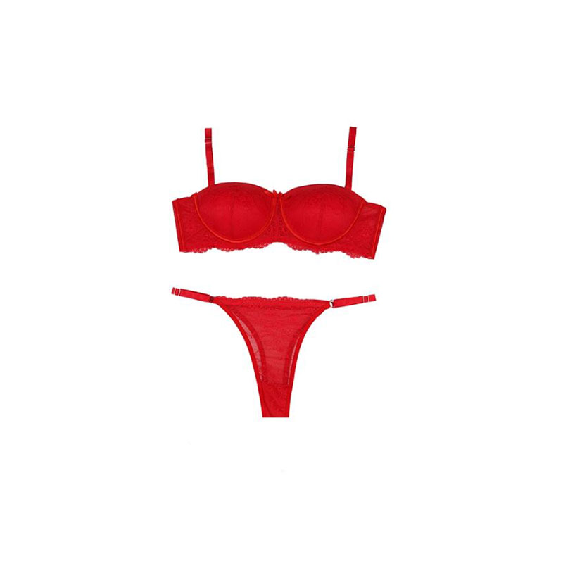 خرید ست شورت و سوتین دکلته فنردار دانتل برند شارمین