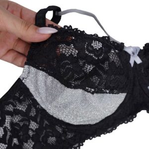 ست شورت و سوتین زنانه هارنس دار دانتل لمه فنردار برند شارمین