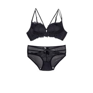 ست شورت و سوتین اسفنجی دانتل جلو بازشو پشت قهرمانی