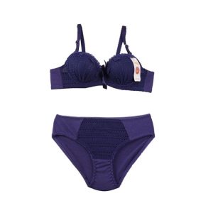 ست شورت و سوتین اسفنجی دخترانه جک دار فنردار دانتل گلدار بنفش