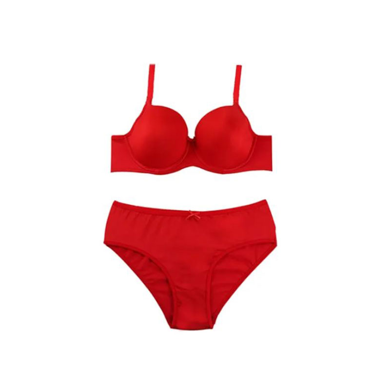 ست شورت و سوتین اسفنجی فنردار ساتن پرسی برند براگور قرمز