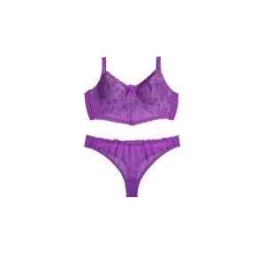 ست شورت و سوتین زنانه تور دانتل خفاشی فنردار برند شارمین