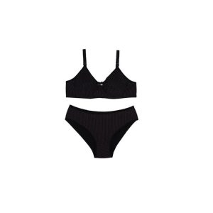 ست شورت و سوتین نخی پرسی فنردار طرح خال خالی