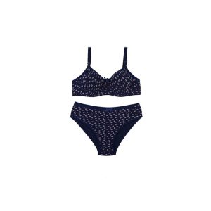 ست شورت و سوتین نخی پرسی فنردار طرح قلب درشت