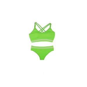 ست نیم تنه و شورت لامبادا کبریتی پشت بندی اسپرت سبز