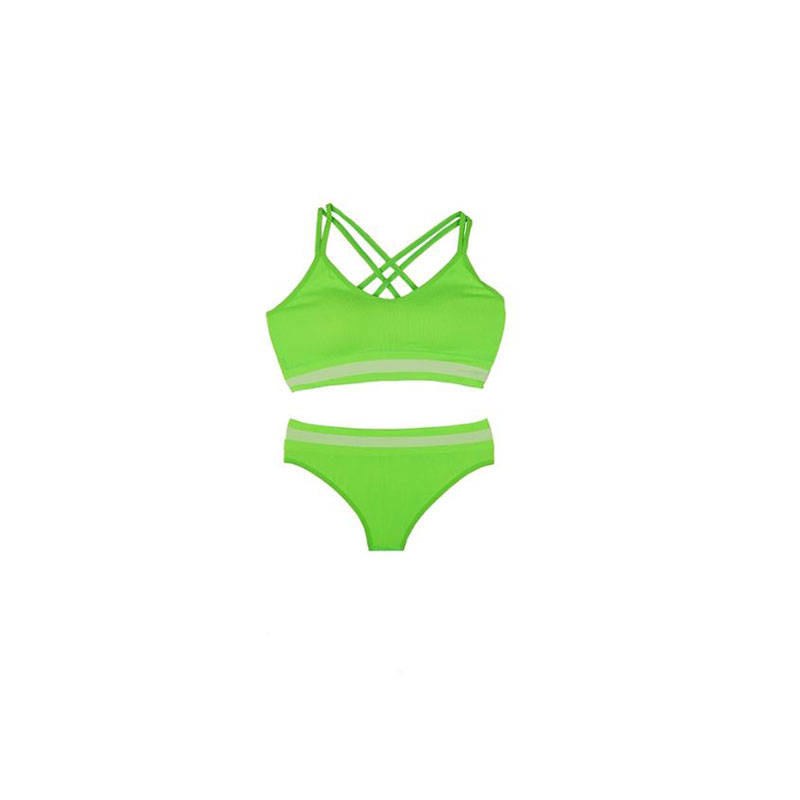 ست نیم تنه و شورت لامبادا کبریتی پشت بندی اسپرت سبز