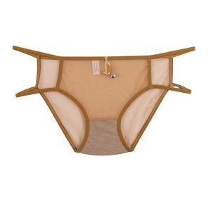 شورت دخترانه اسلیپ توری بغل باز جلو زنگوله دار - نسکافه‌ای