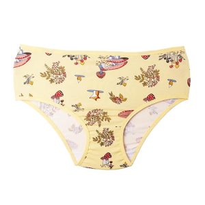 شورت زنانه اسلیپ بغل پهن آنتی باکتریال طرح قارچ برند پوشینه - لیمویی