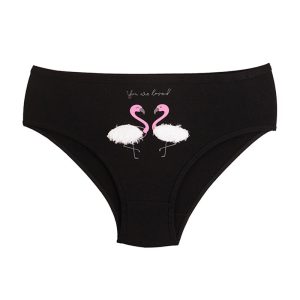 شورت زنانه اسلیپ تدی طرح فلامینگو عاشق - مشکی