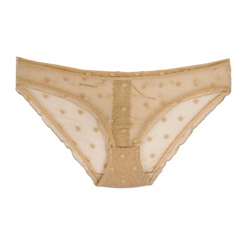 شورت زنانه اسلیپ توری فانتزی خالدار - زرد