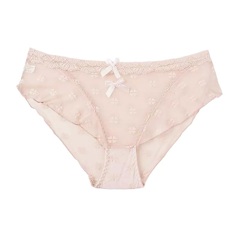 شورت زنانه اسلیپ توری لبه دانتل جلو پاپیون - کرم