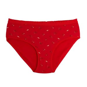 شورت زنانه اسلیپ جلو چاپ برگ ریزه - قرمز