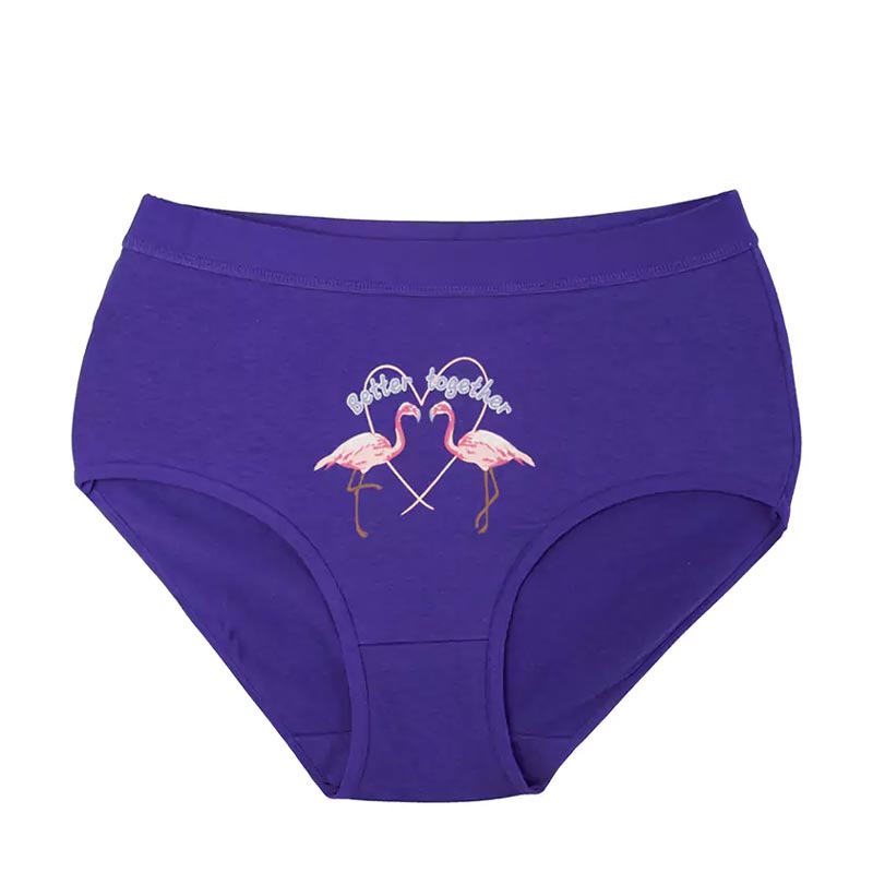 شورت زنانه اسلیپ جلو چاپ فلامینگوهای عاشق - سرمه ای