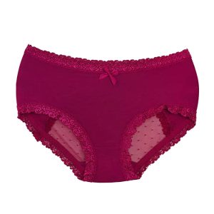 شورت زنانه اسلیپ دانتل دار پشت توری - بنفش