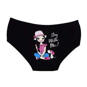 شورت زنانه اسلیپ دختر و هاپو برند بانو - مشکی