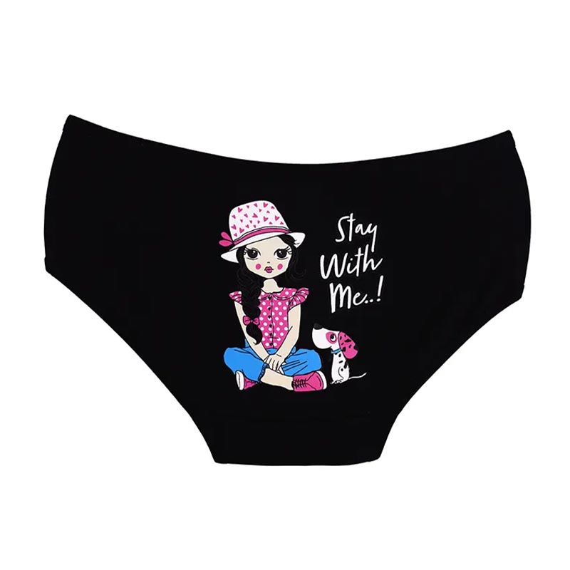 شورت زنانه اسلیپ دختر و هاپو برند بانو - مشکی