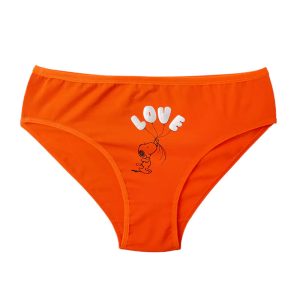 شورت زنانه اسلیپ سگ اسنوپی و بادکنک LOVE دیسکویی - نارنجی